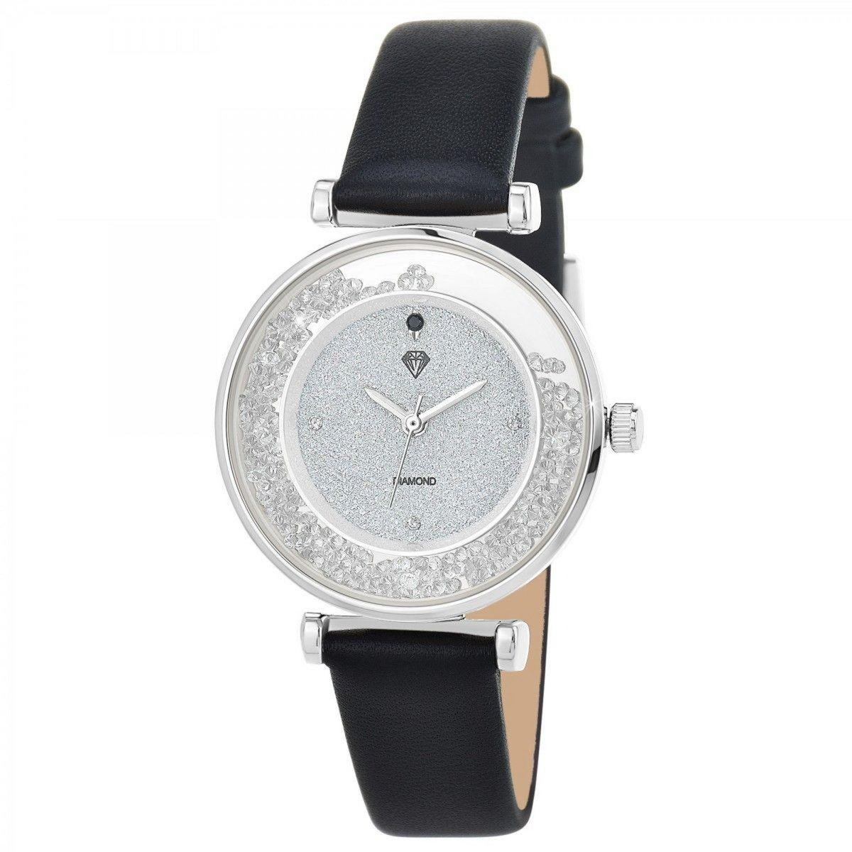 SC CRYSTAL Montre Héléna élégante SC Crystal ornée d'un véritable diamant noir