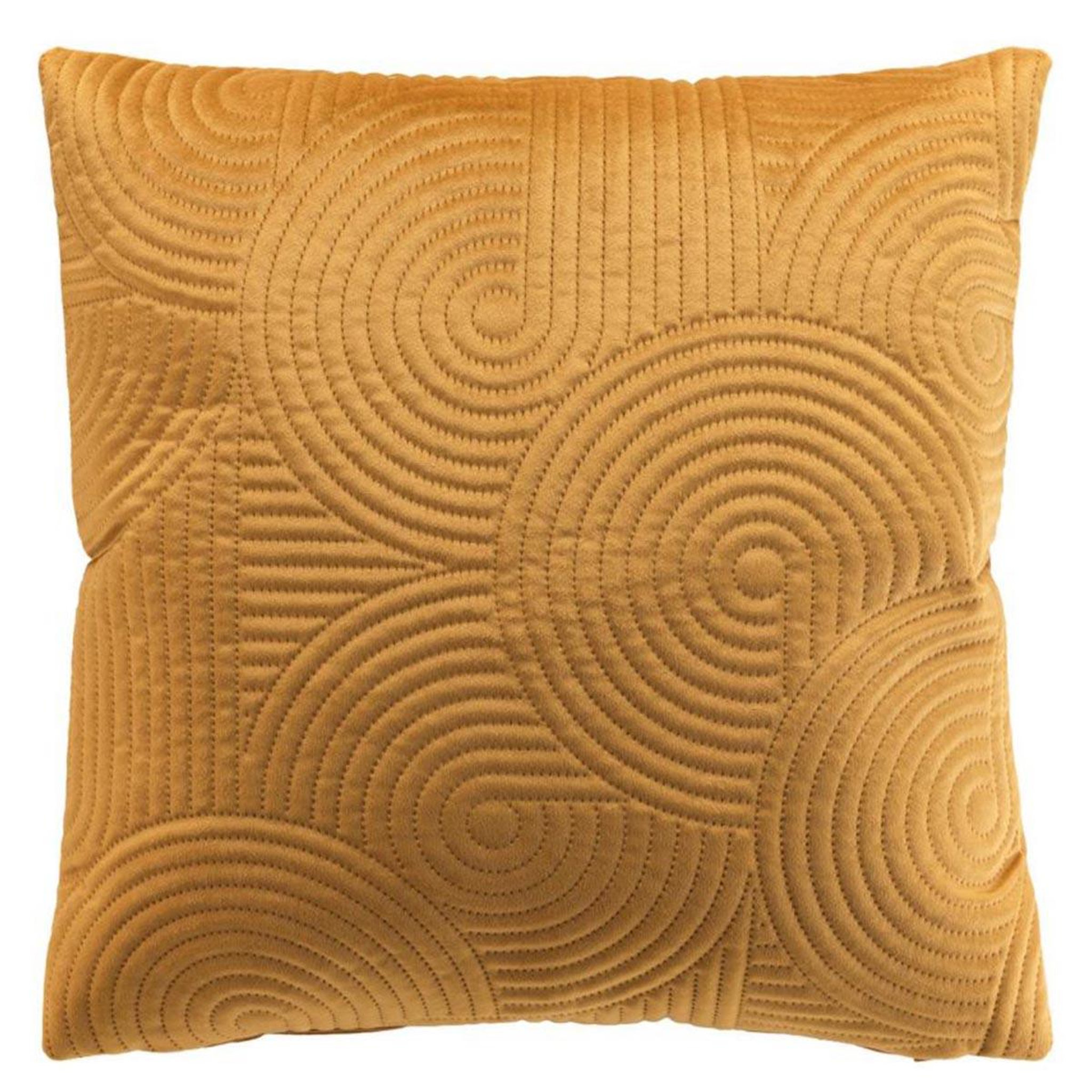 Douceur d'Intérieur Housse de coussin en velours  circles  40x40cm ocre