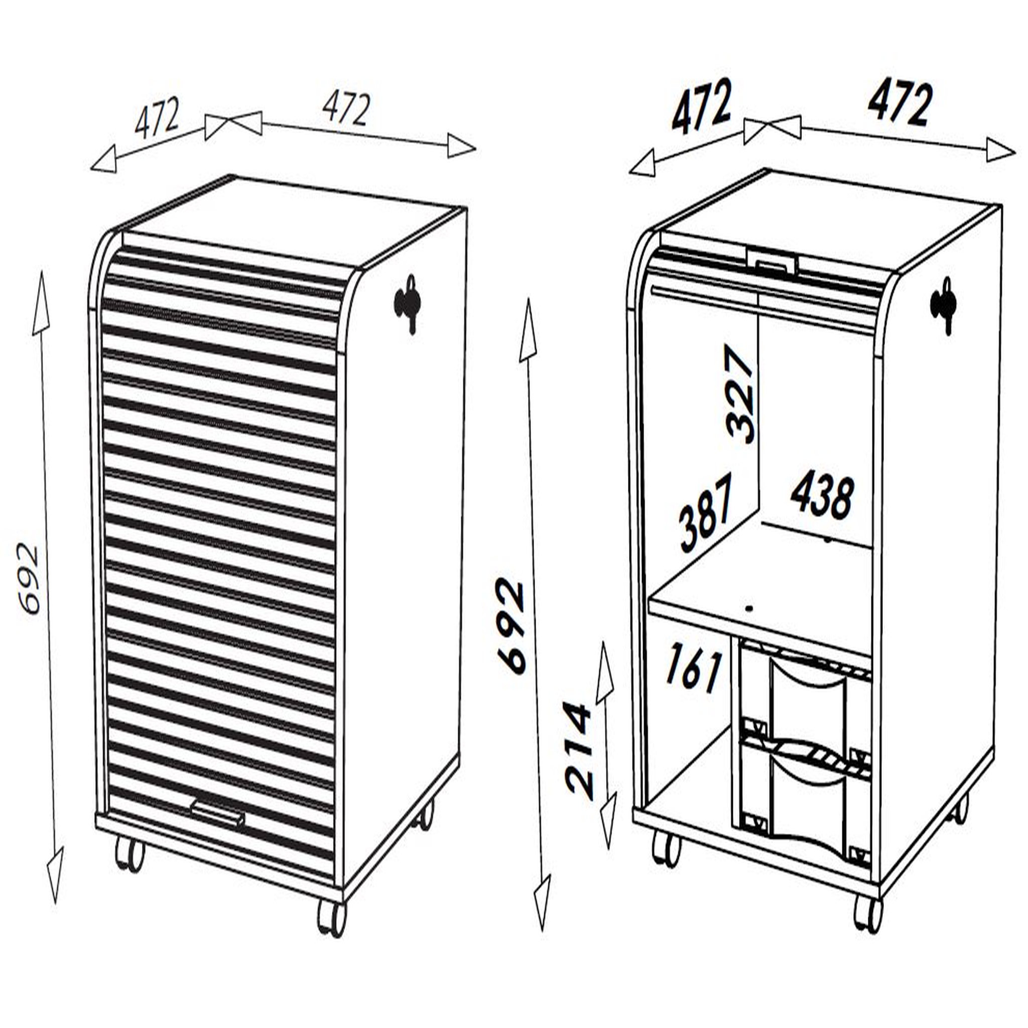 Voir la diapositive 2 : Caisson mobile à rideau COLO  H 69.2 cm