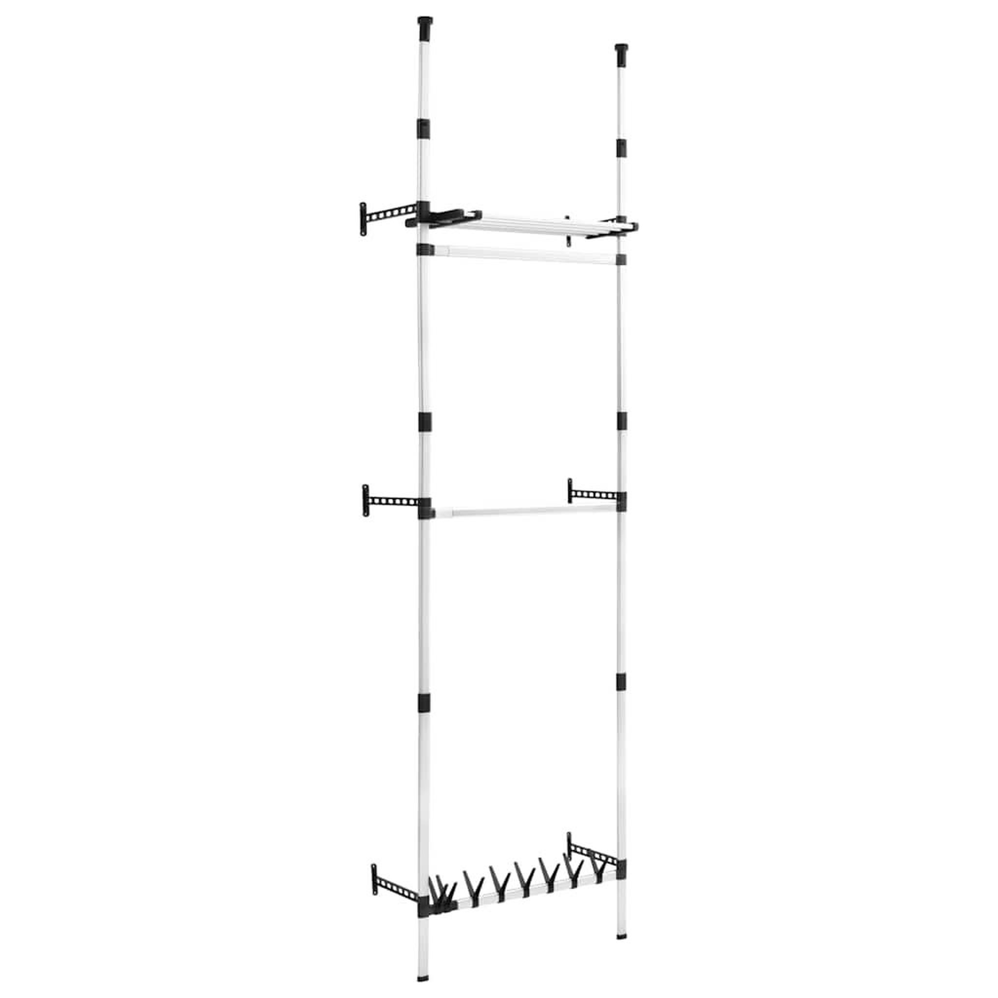 VIDAXL Systeme de garde-robe telescopique barres et etagere aluminium