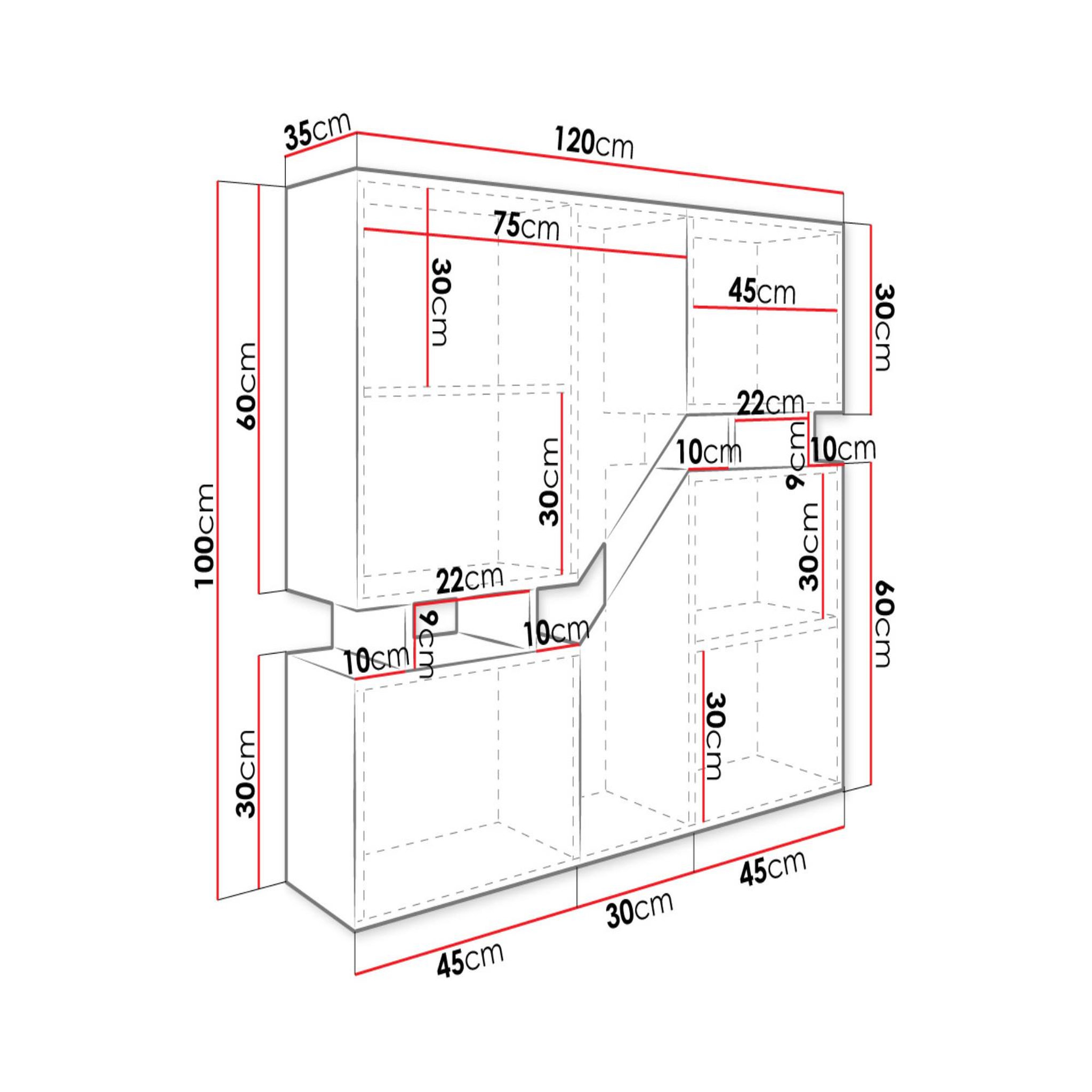 Voir la diapositive 5 : BEST MOBILIER Pitt - buffet haut - 4 portes - 120 cm