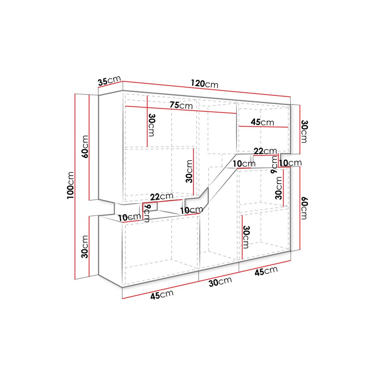 BEST MOBILIER Pitt - buffet haut - 120 cm - style industriel