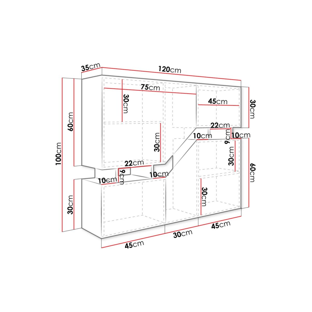 BEST MOBILIER Pitt - buffet haut - 4 portes - 120 cm
