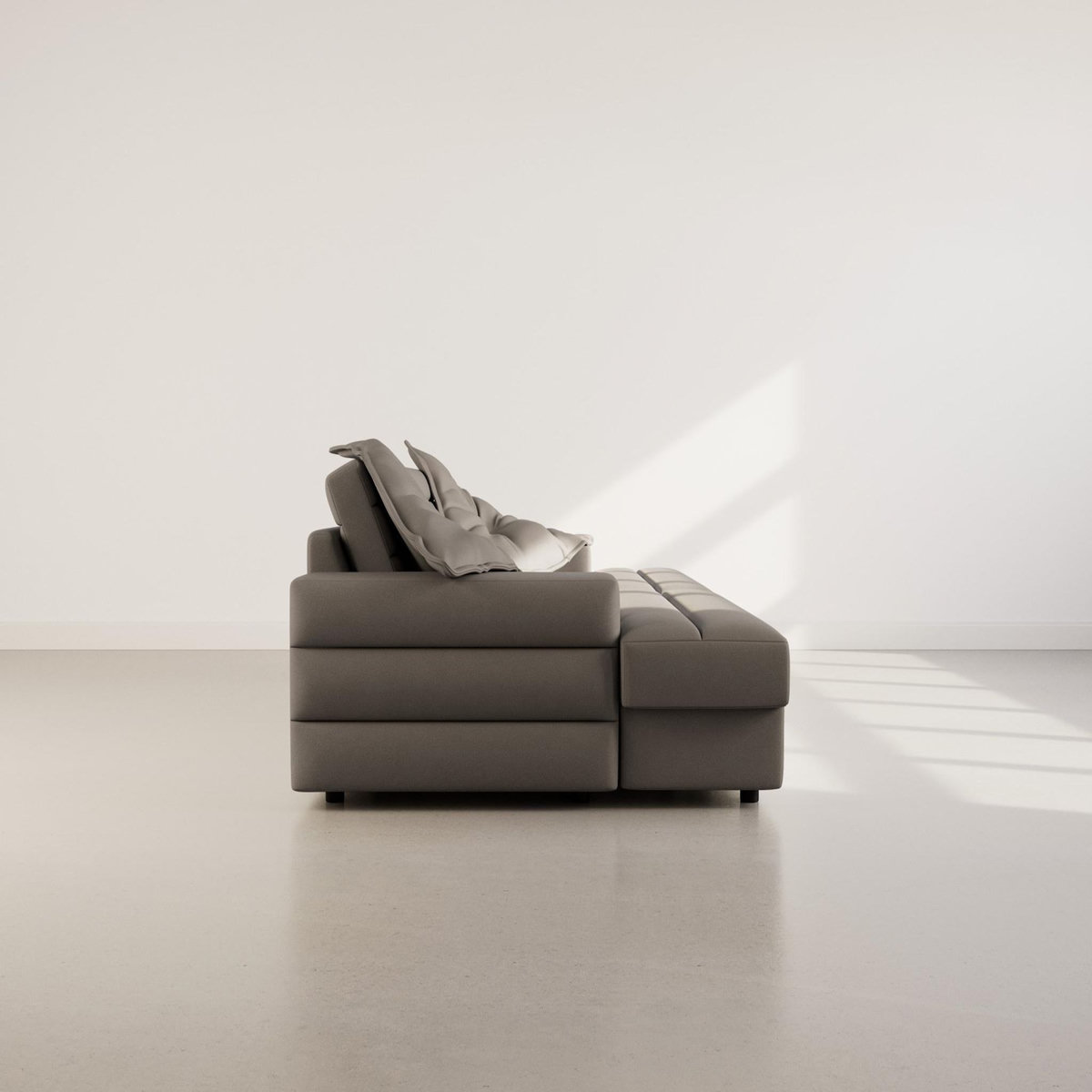 LISA DESIGN Loredana - canapé droit 4 places double méridienne - assise profonde - en tissu texturé