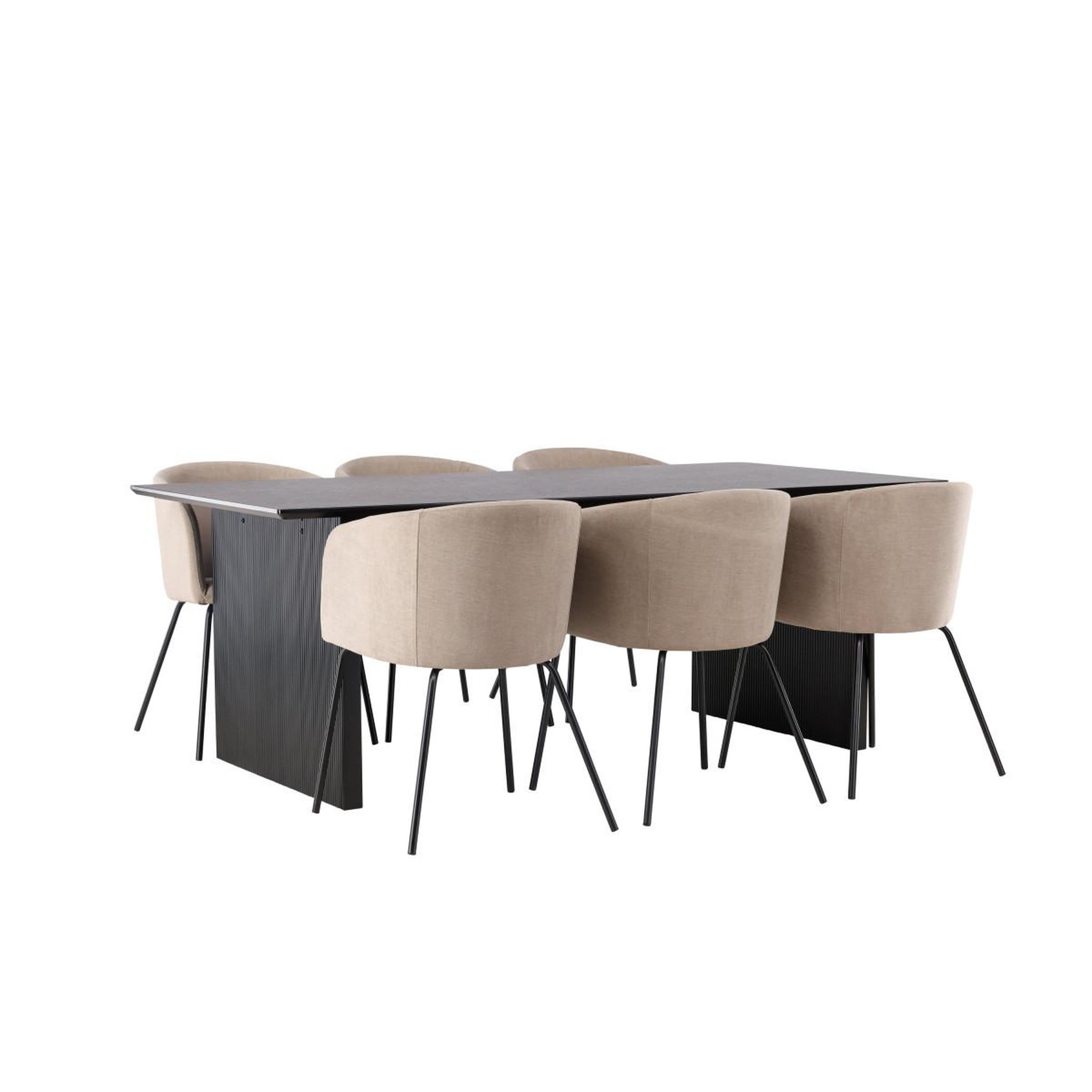 Voir la diapositive 5 : Paris Prix Ensemble table à manger & 6 chaises  vail & berit  200cm noir & beige