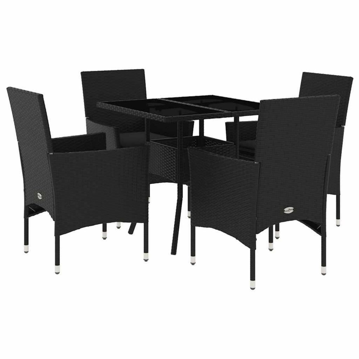 VIDAXL Ensemble a manger de jardin et coussins 5 pcs noir rotin verre