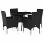 Voir la diapositive 2 : VIDAXL Ensemble a manger de jardin et coussins 5 pcs noir rotin verre