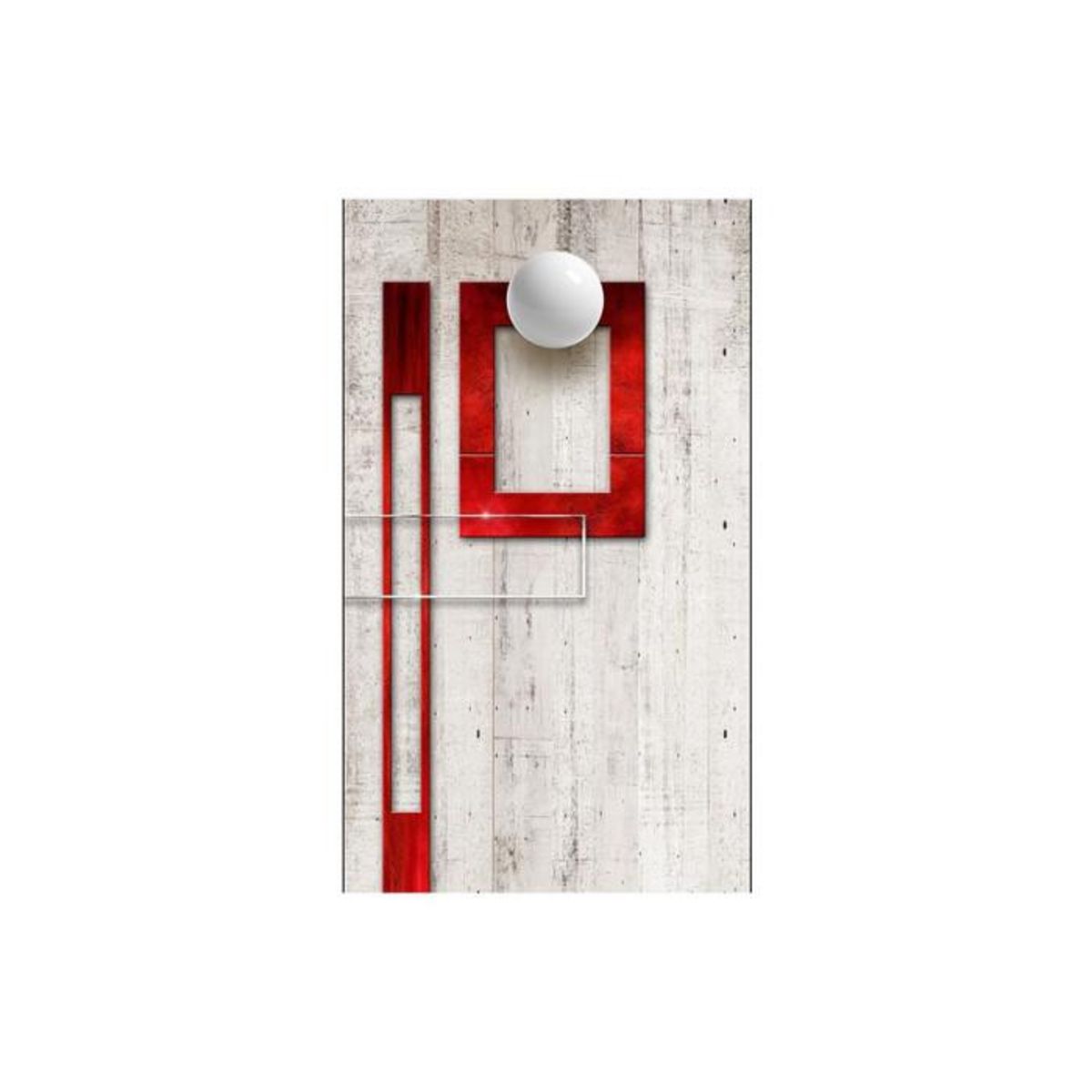 Paris Prix Papier Peint  Concrete, Red Frames & White Knobs  50x1000cm