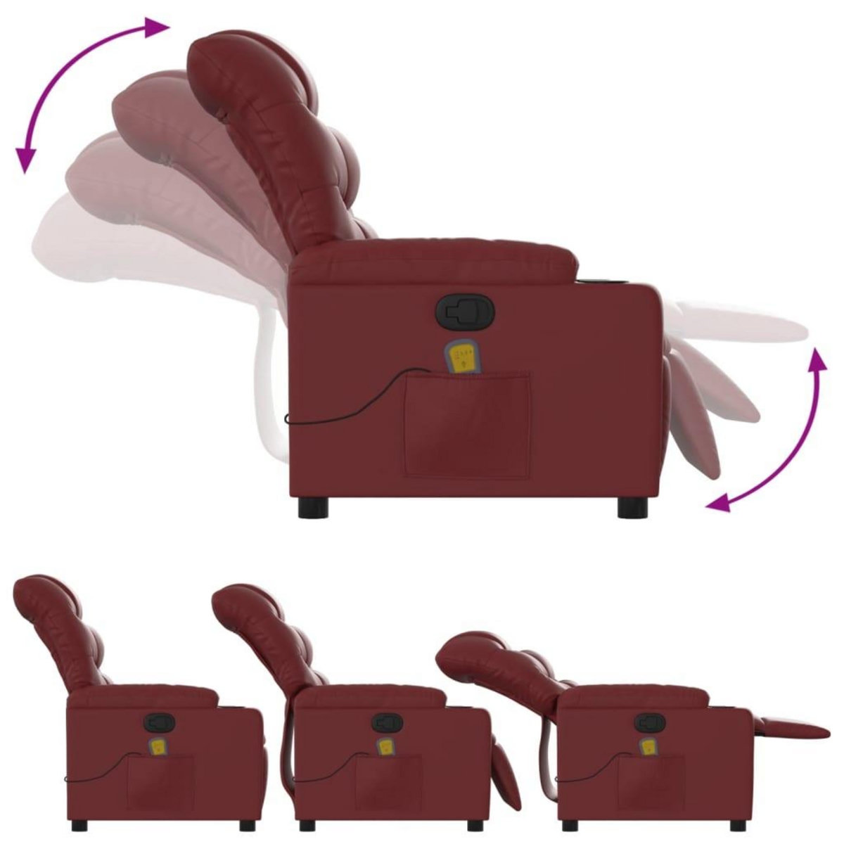 VIDAXL Fauteuil de massage inclinable Rouge bordeaux Similicuir