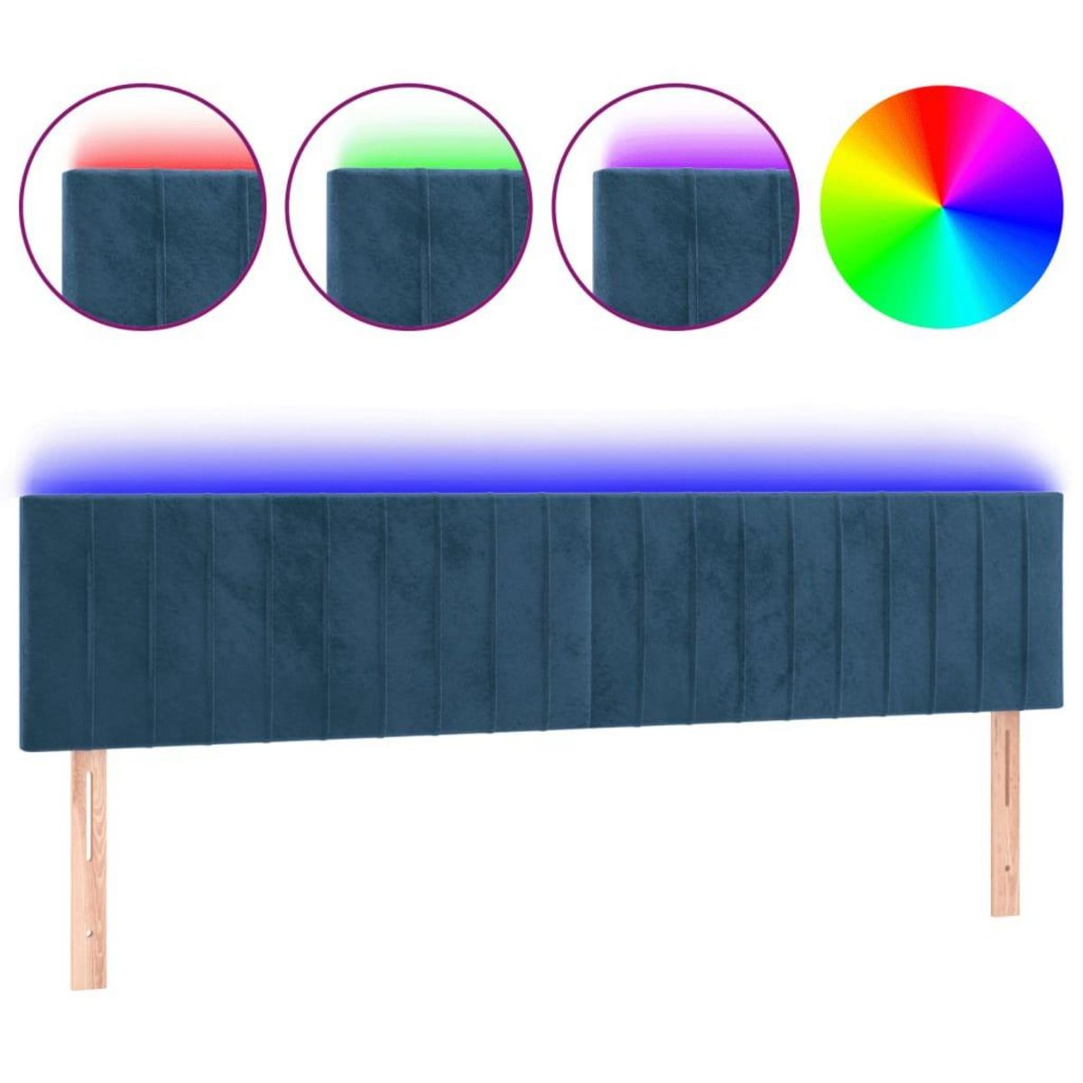VIDAXL Tete de lit a LED Bleu fonce 200x5x78/88 cm Velours