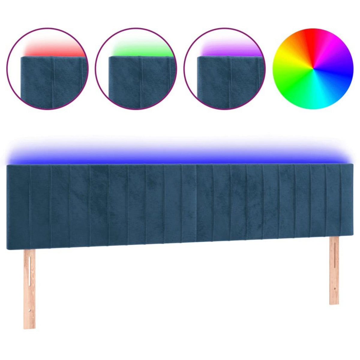 VIDAXL Tete de lit a LED Bleu fonce 200x5x78/88 cm Velours