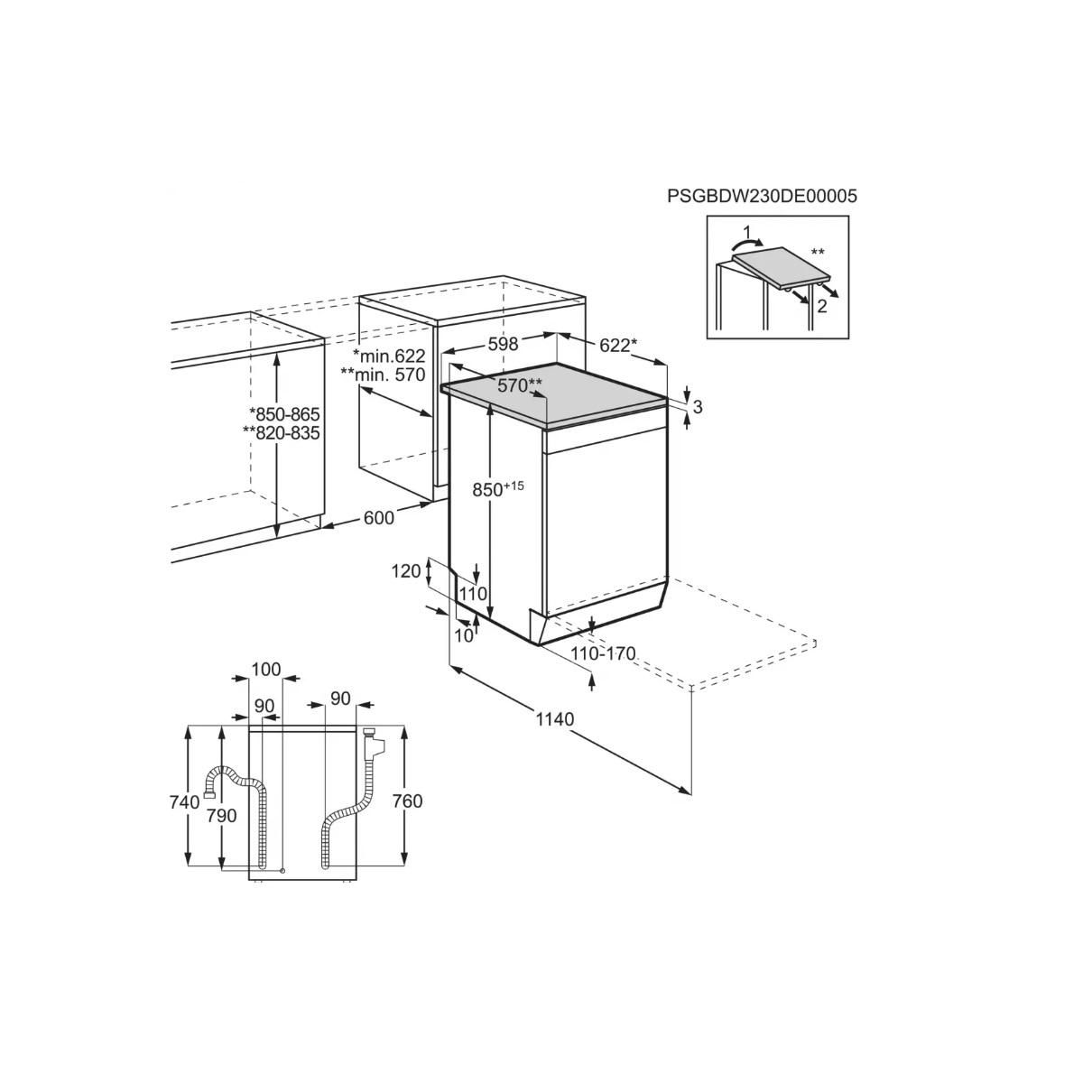 ELECTROLUX Lave-vaisselle 60cm 14 couverts 44db - ESM48310SX