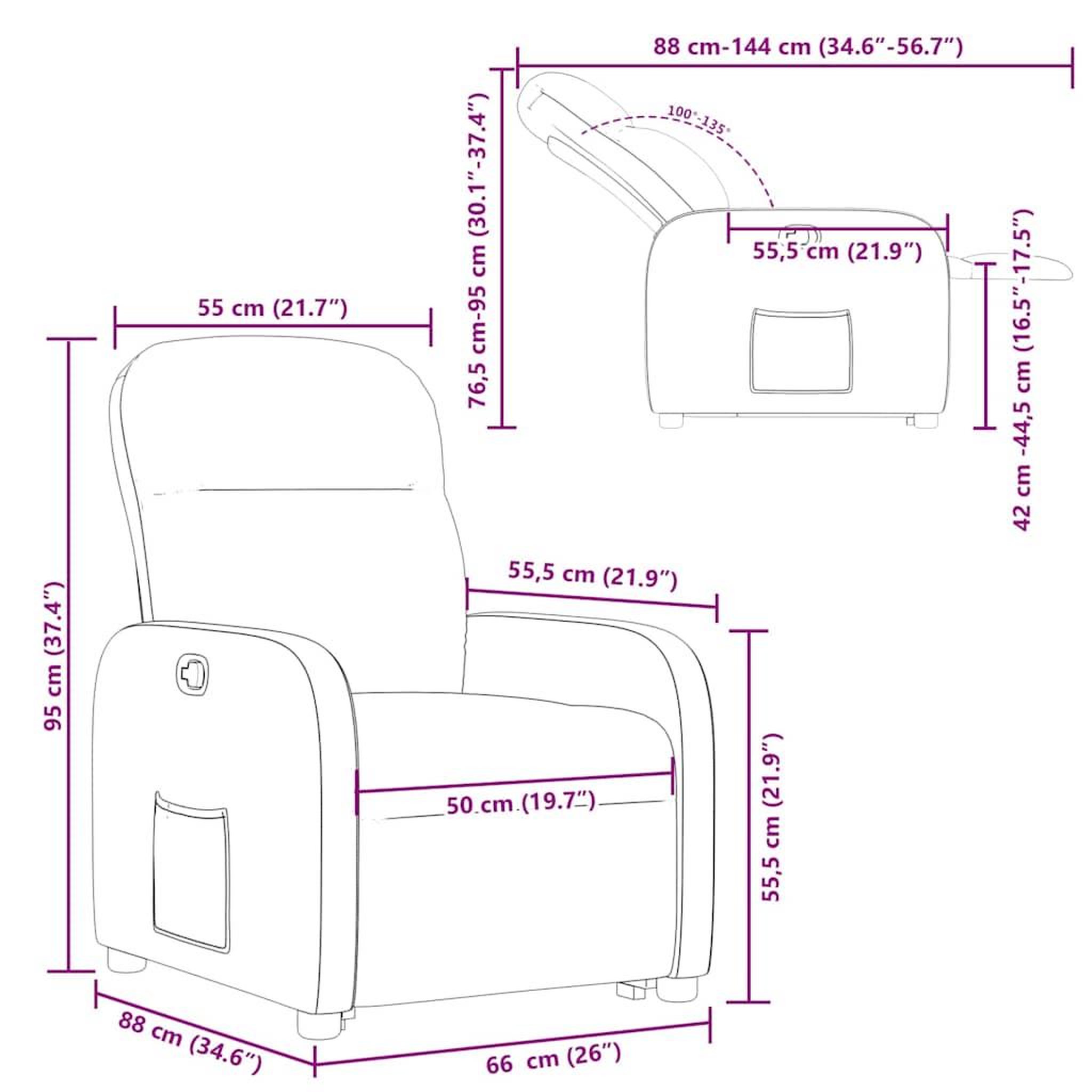 Voir la diapositive 6 : VIDAXL Fauteuil inclinable rouge bordeaux tissu