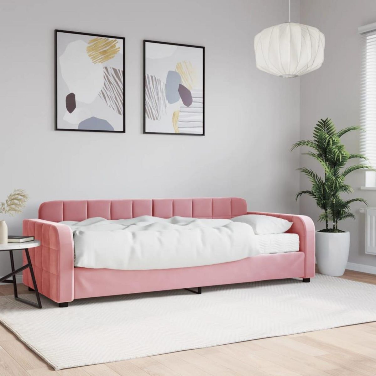 VIDAXL Lit de jour avec matelas rose 80x200 cm velours