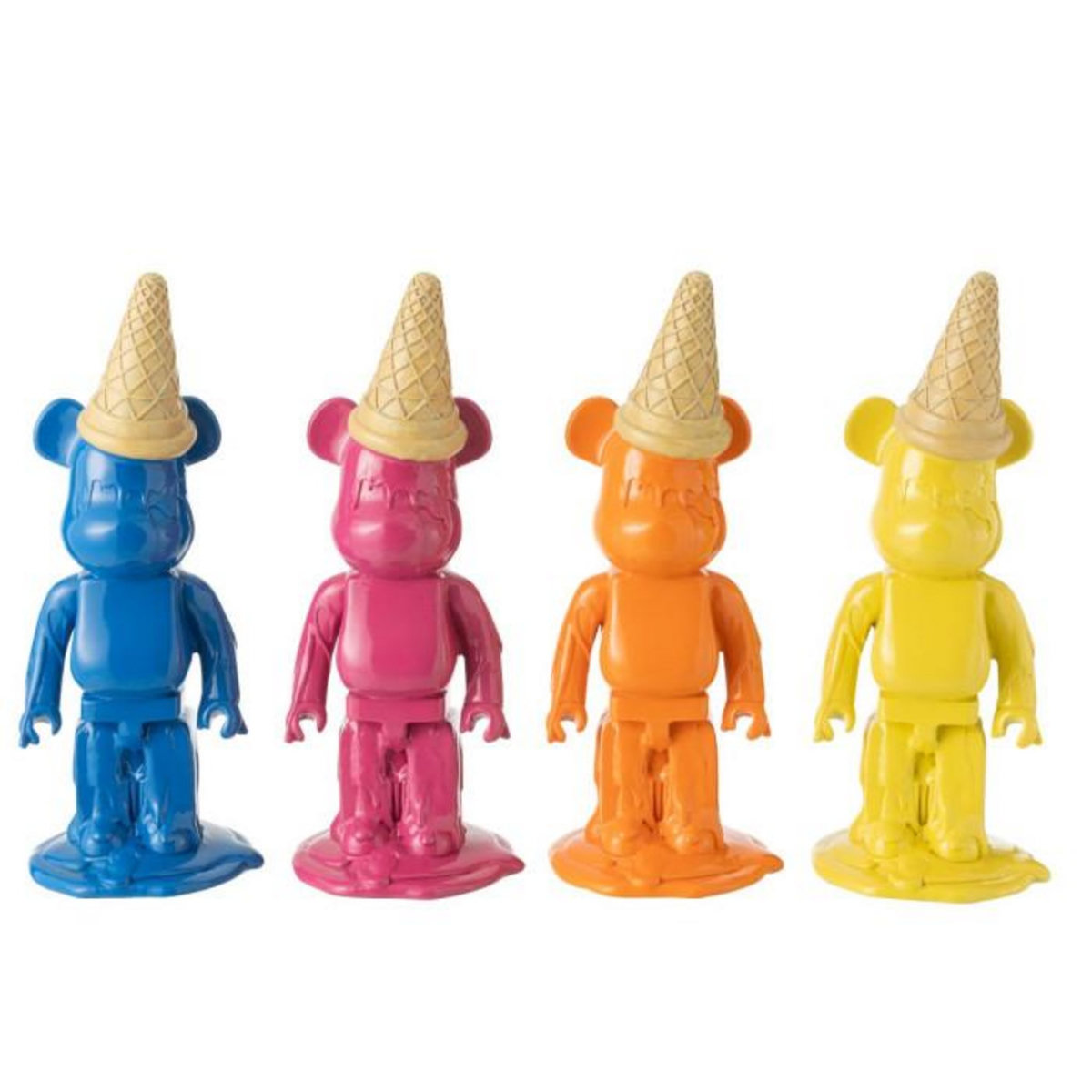 Paris Prix Statuette Déco Ours  Cornet Glace  39cm Orange