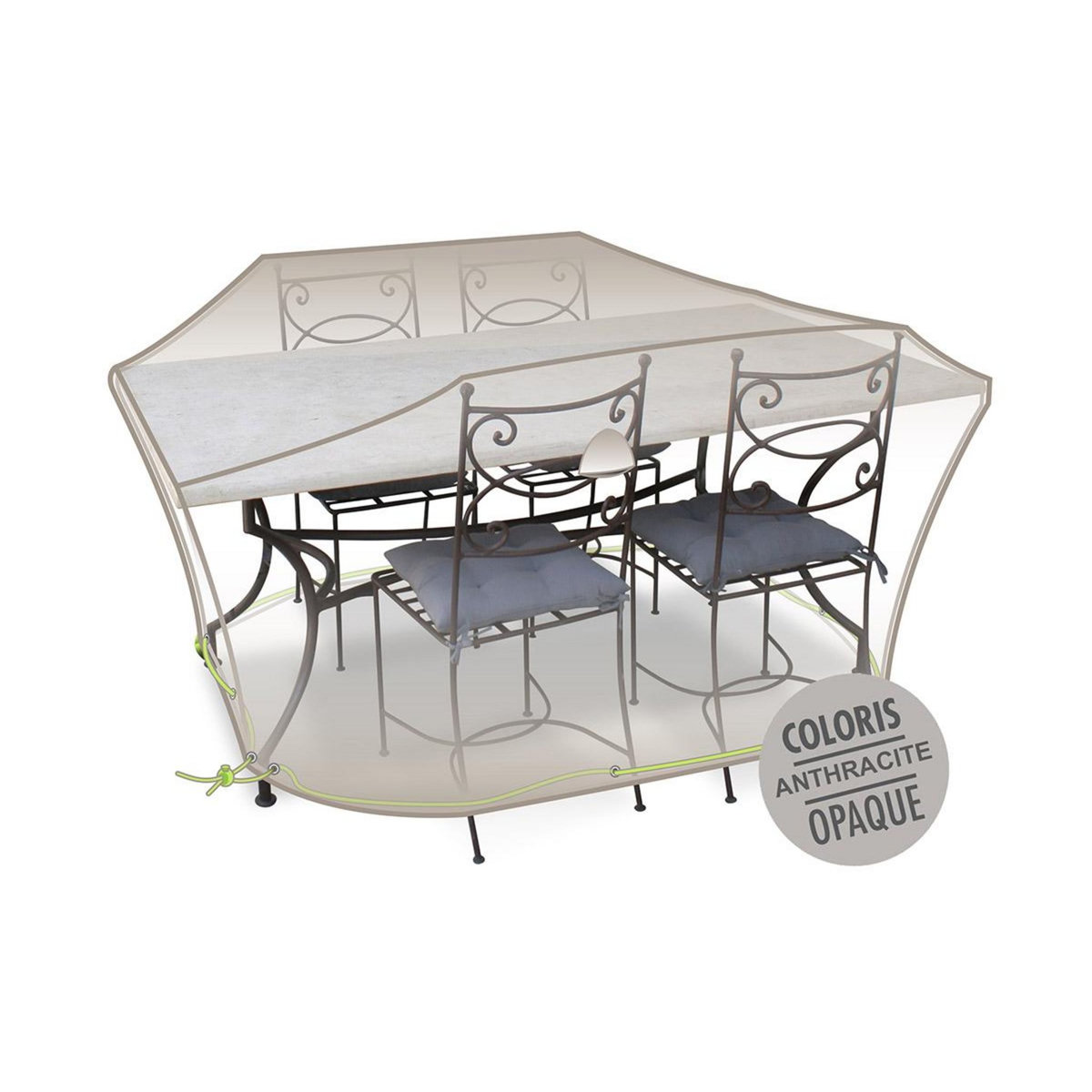 Jardiline Housse de protection Cover Air pour table rectangulaire + 6 chaises - 190 x 120 x 70 cm - Jardiline