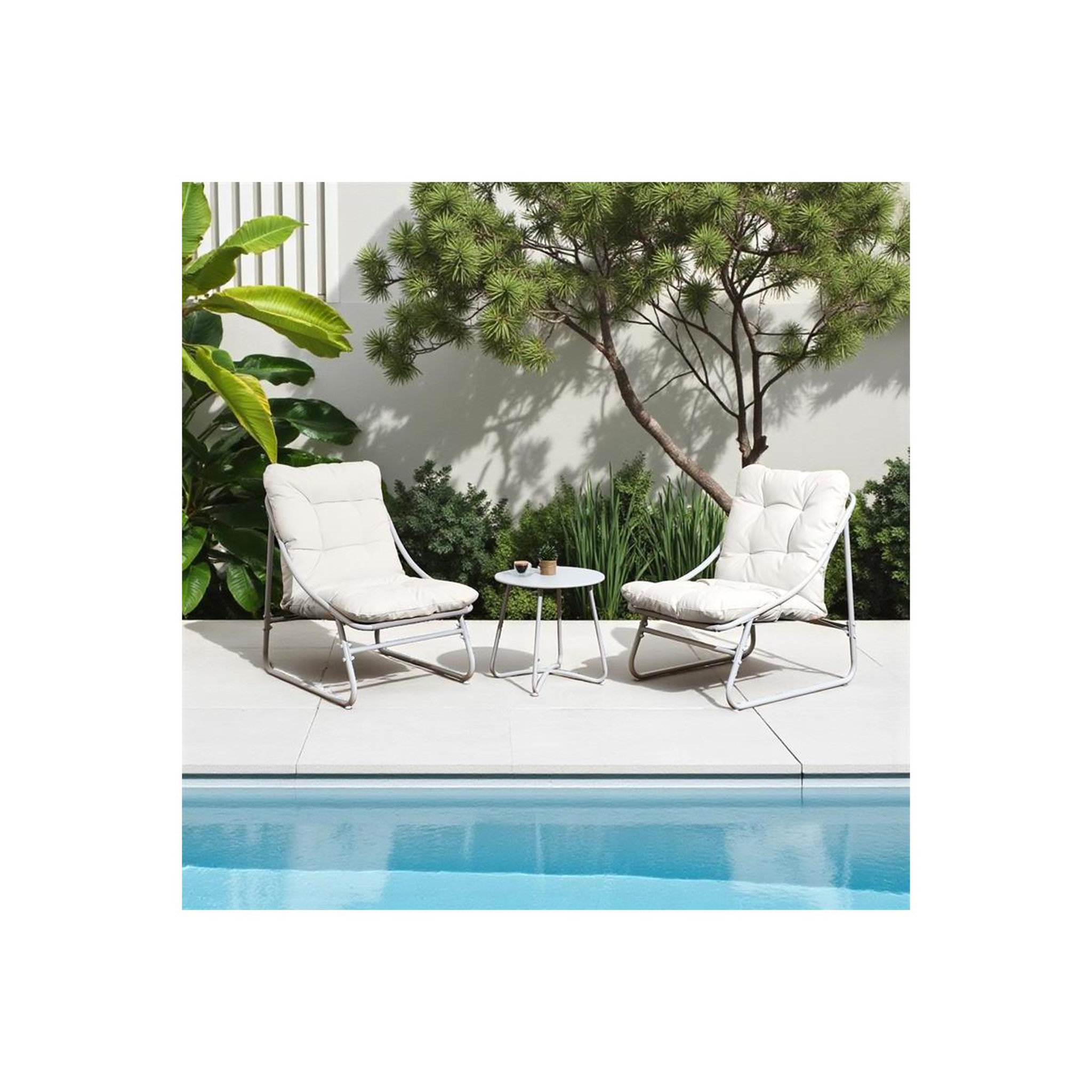 Voir la diapositive 4 : The Home Deco Factory Salon de jardin 2 places  texas  85cm beige