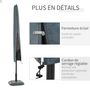 Voir la diapositive 6 : OUTSUNNY Housse de protection imperméable pour parasol droit avec fermeture éclair et cordon de serrage gris
