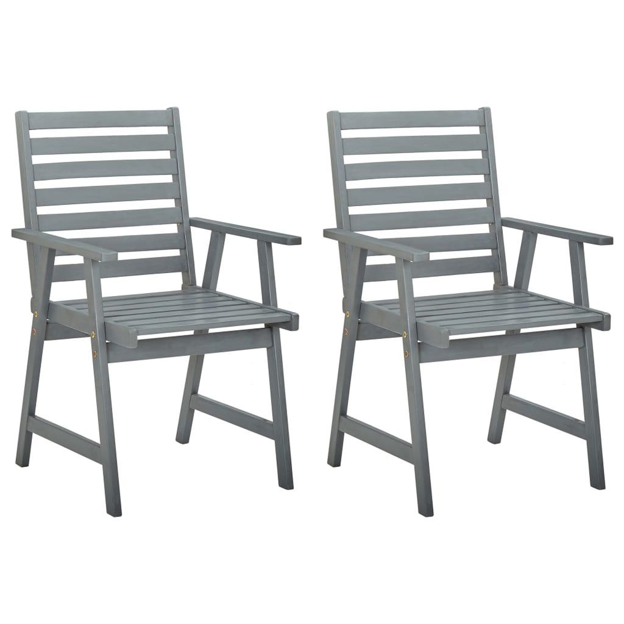 Voir la diapositive 2 : VIDAXL Chaises a manger d'exterieur lot de 2 et coussins Acacia massif