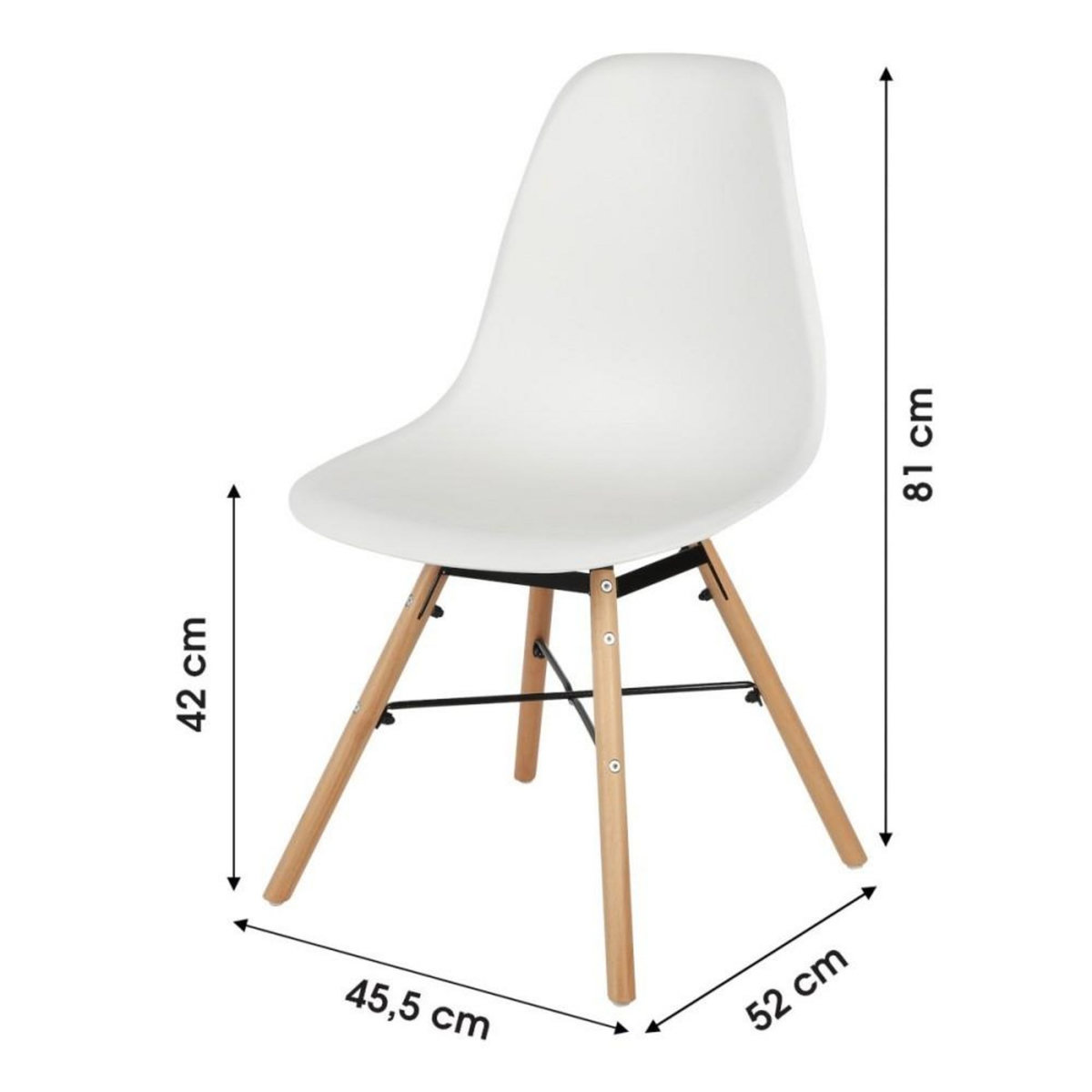 FORNORD Chaise blanche structure métal et pieds bois