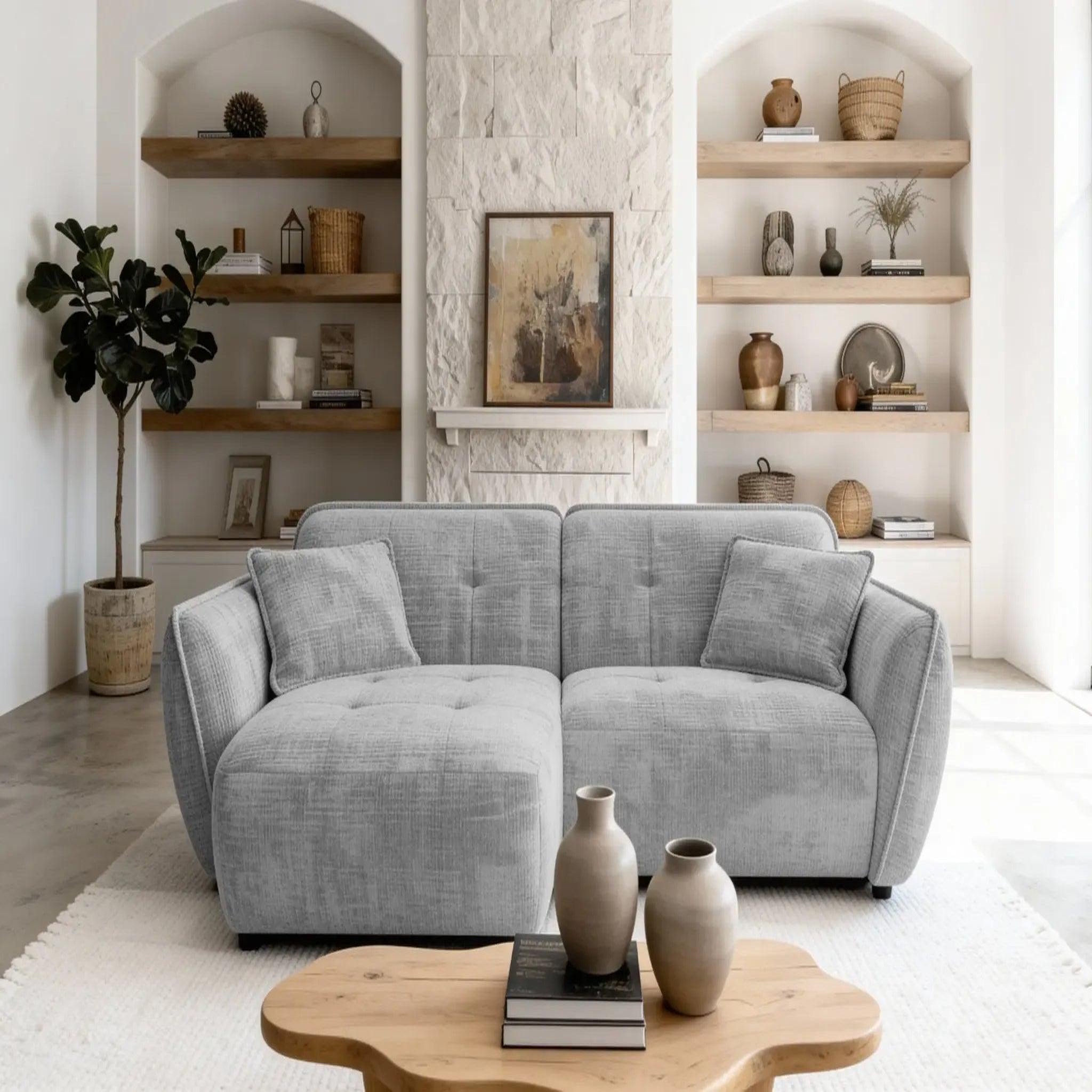 Voir la diapositive 3 : CASANOVA PARIS Mona - canapé d'angle tissu chenille 4 places droit