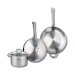 ELO Ensemble de 2 Poêles de cuisson 28 et 32 cm et 1 faitout 20 cm Elo Profi Citrin