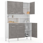 Voir la diapositive 3 : ID MARKET Buffet de cuisine 120 CM CINA 6 portes + tiroir blanc et effet béton