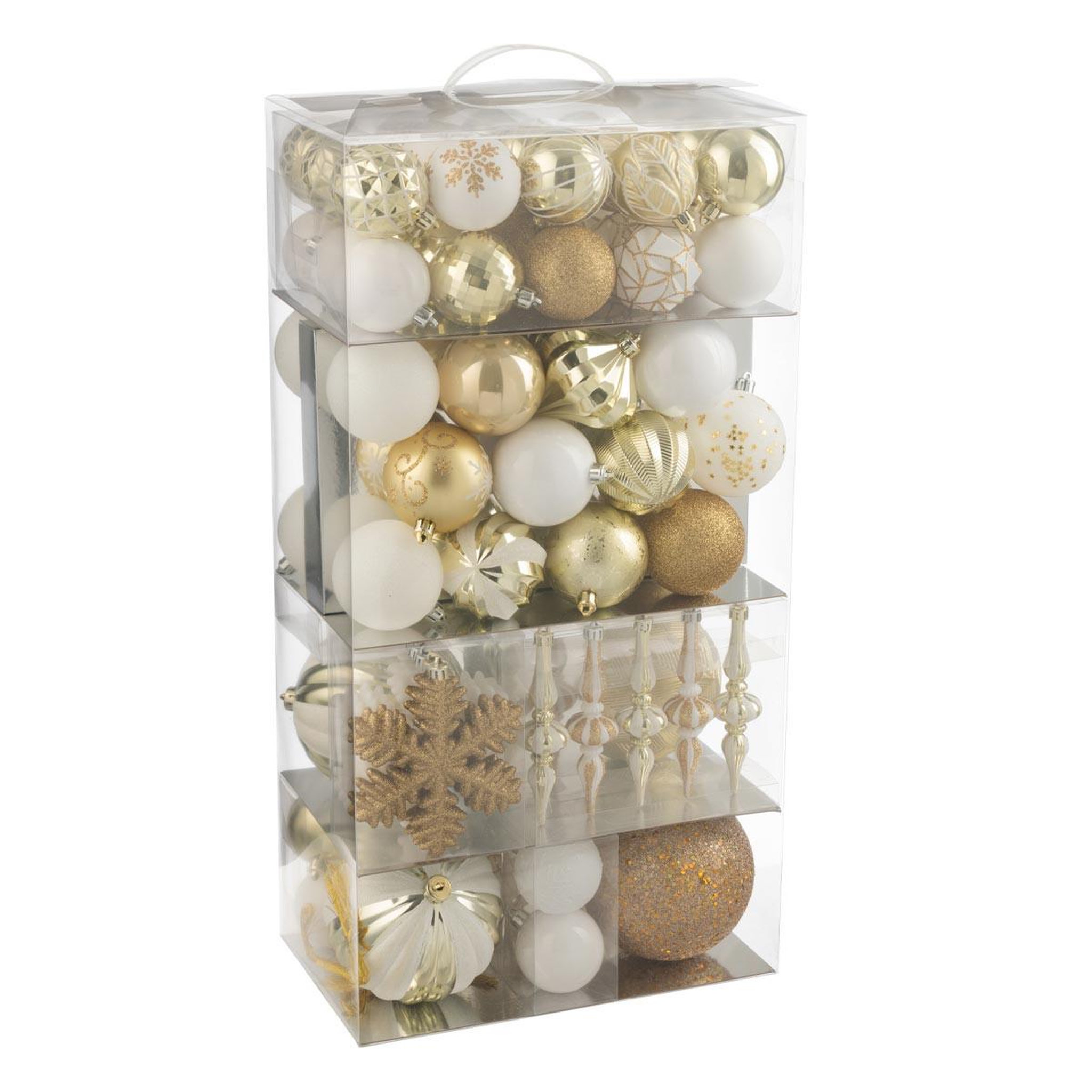 J-LINE Lot de 80 boules de noël  night  58cm blanc & doré