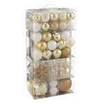 Paris Prix Lot de 80 Boules de Noël  Night  58cm Blanc & Doré