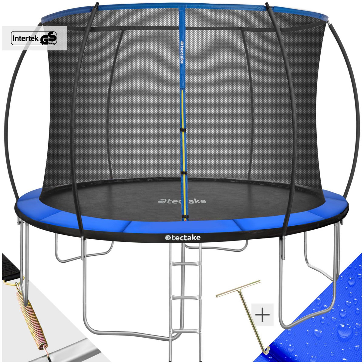 tectake Trampoline Ø 366 cm certifié GS noir/bleu