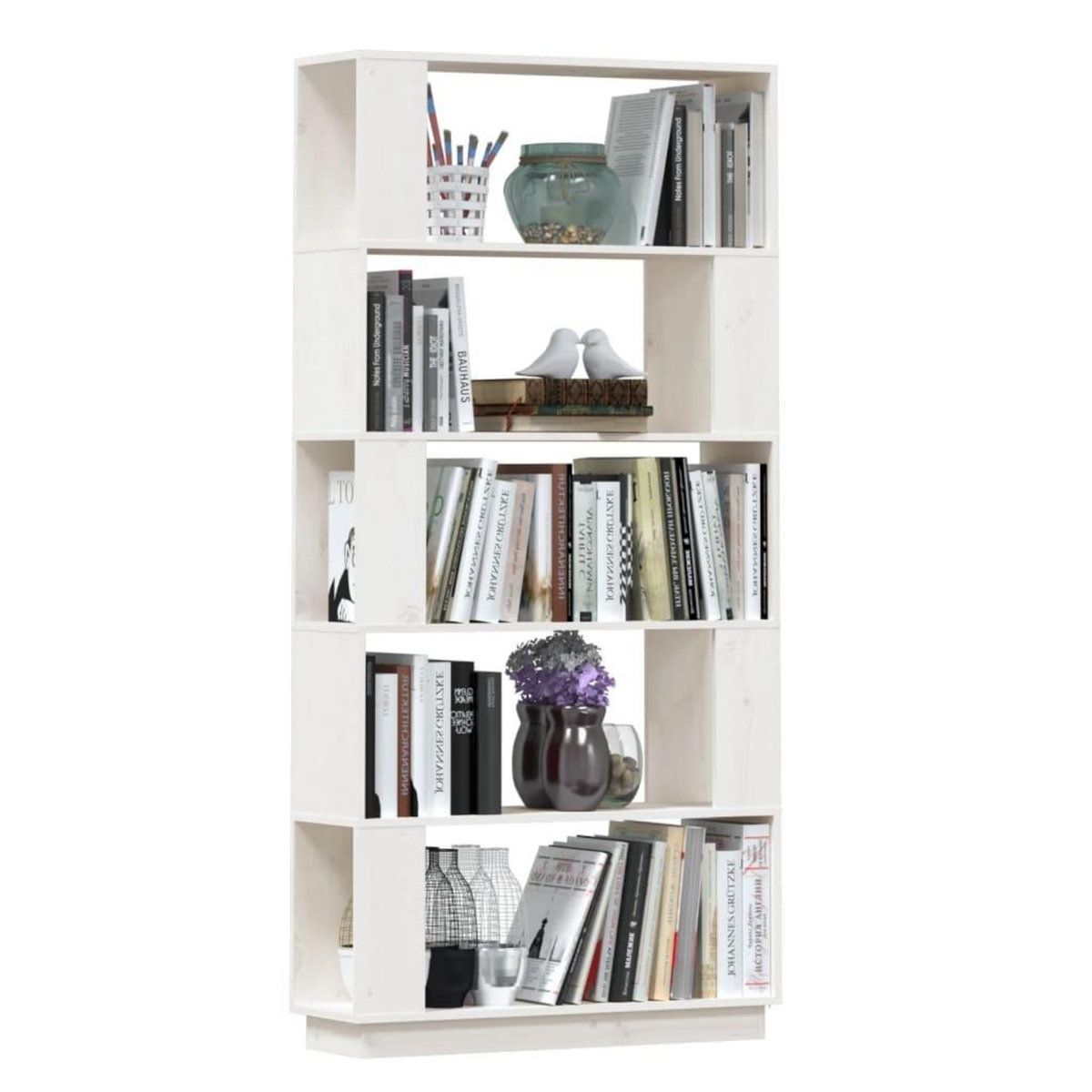 VIDAXL Bibliotheque/Separateur de piece Blanc 80x25x163,5cm Pin massif