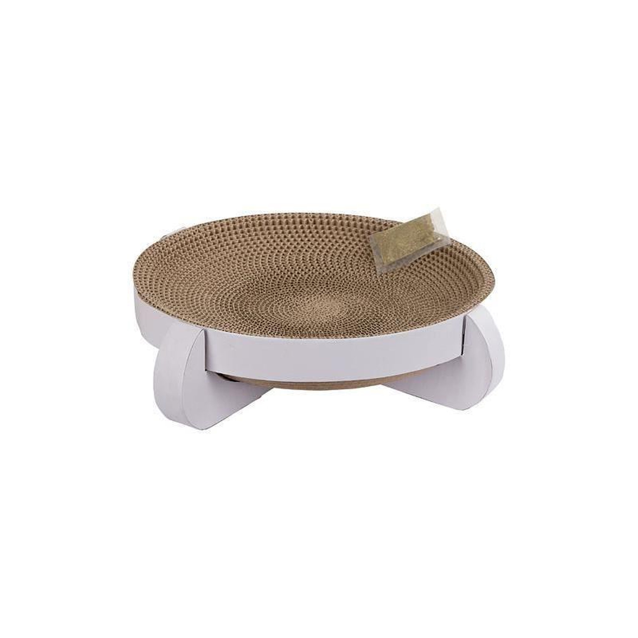 Voir la diapositive 2 : KERBL Corbeille griffoir Platinum 35x35x10cm, avec Catnip, blanc