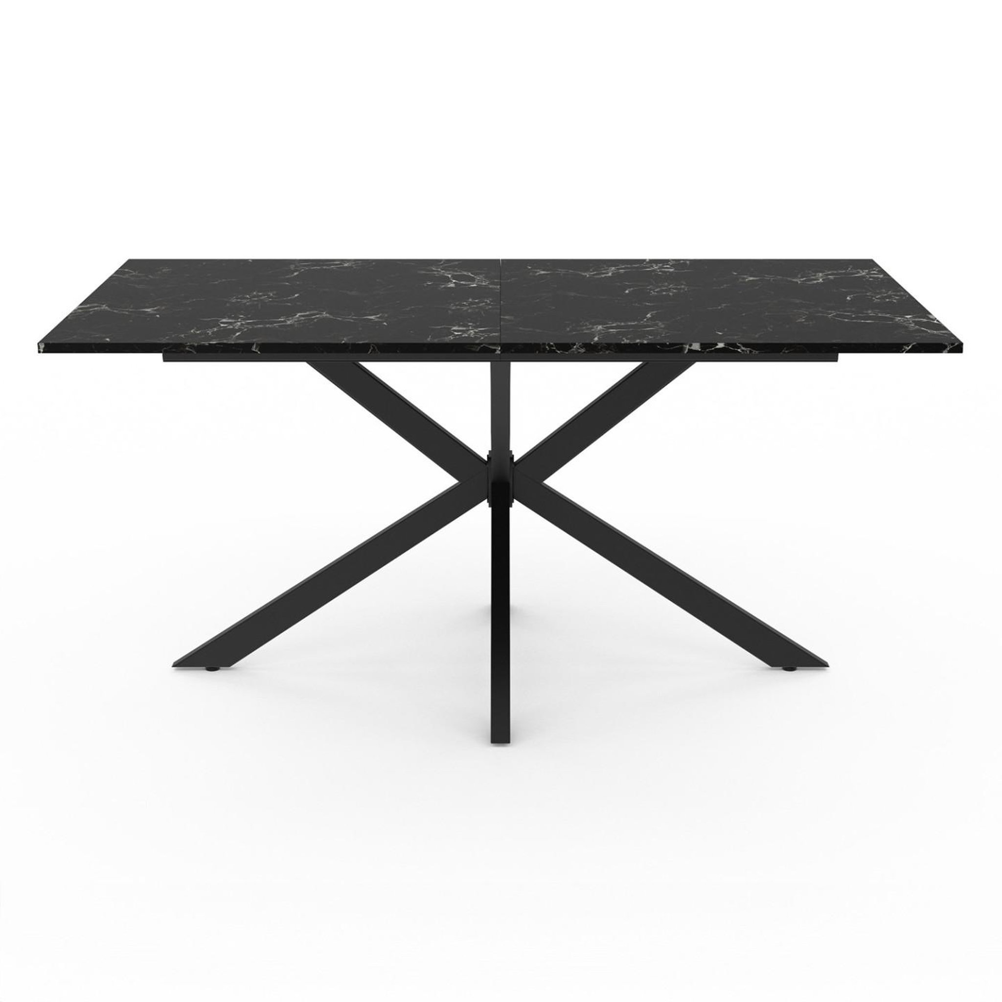 Voir la diapositive 3 : ID MARKET Table à manger rectangle alix 8 personnes pied araignée noir et plateau effet marbre noir alaska 160 cm