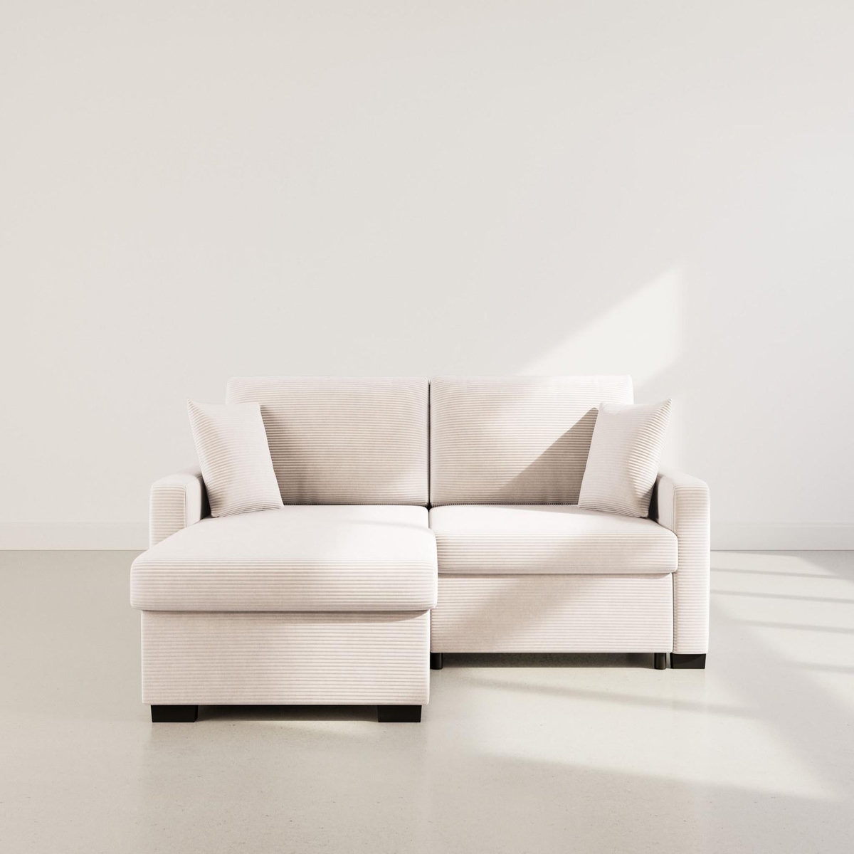 BEST MOBILIER Gisele - canapé d'angle réversible 4 places convertible avec coffre en velours côtelé