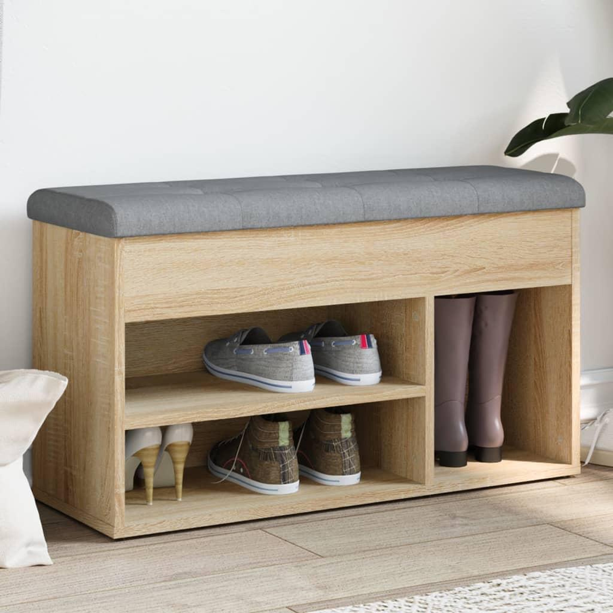 VIDAXL Banc a chaussures chene sonoma 82x32x45,5 cm bois d'ingenierie