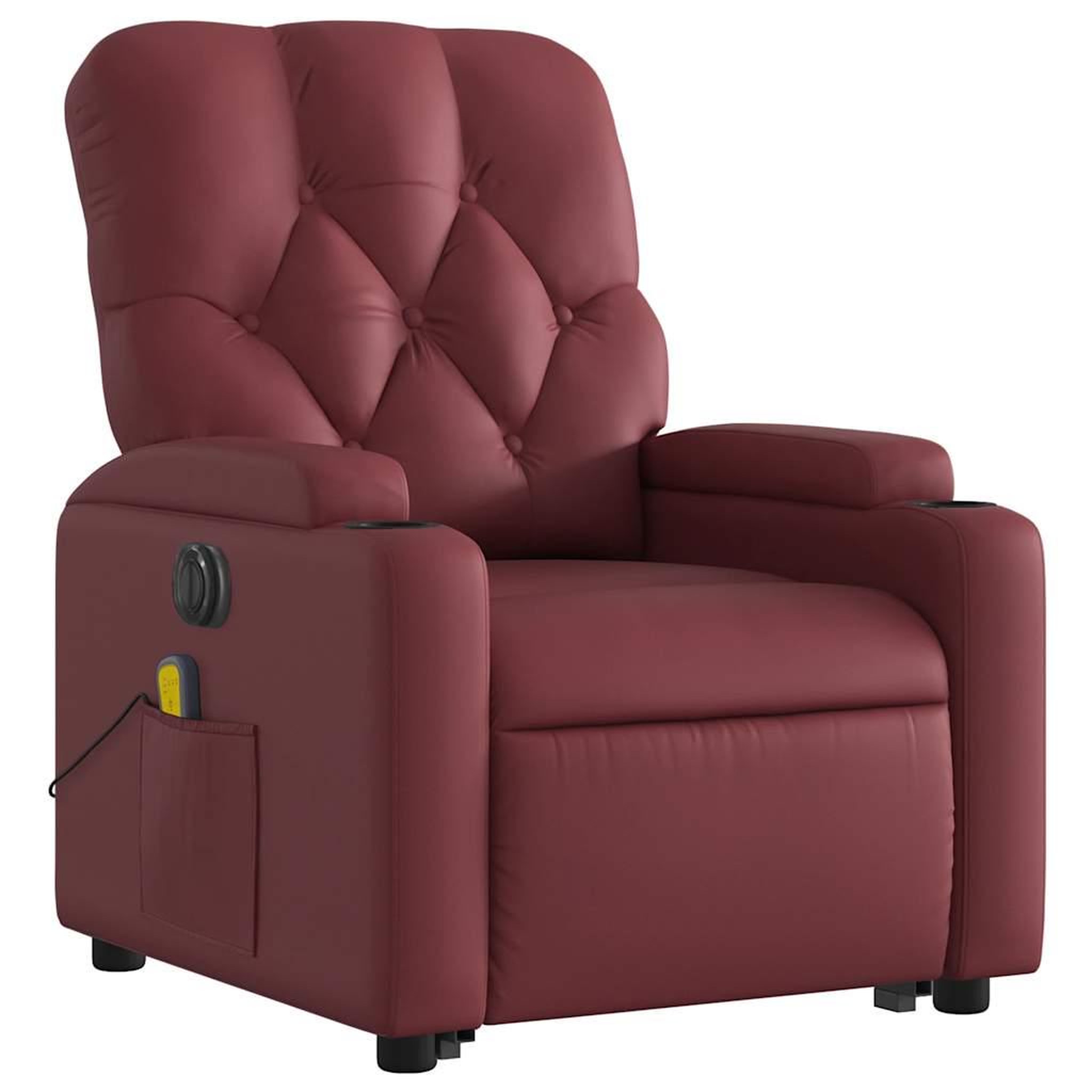 Voir la diapositive 3 : VIDAXL Fauteuil inclinable de massage electrique rouge bordeaux