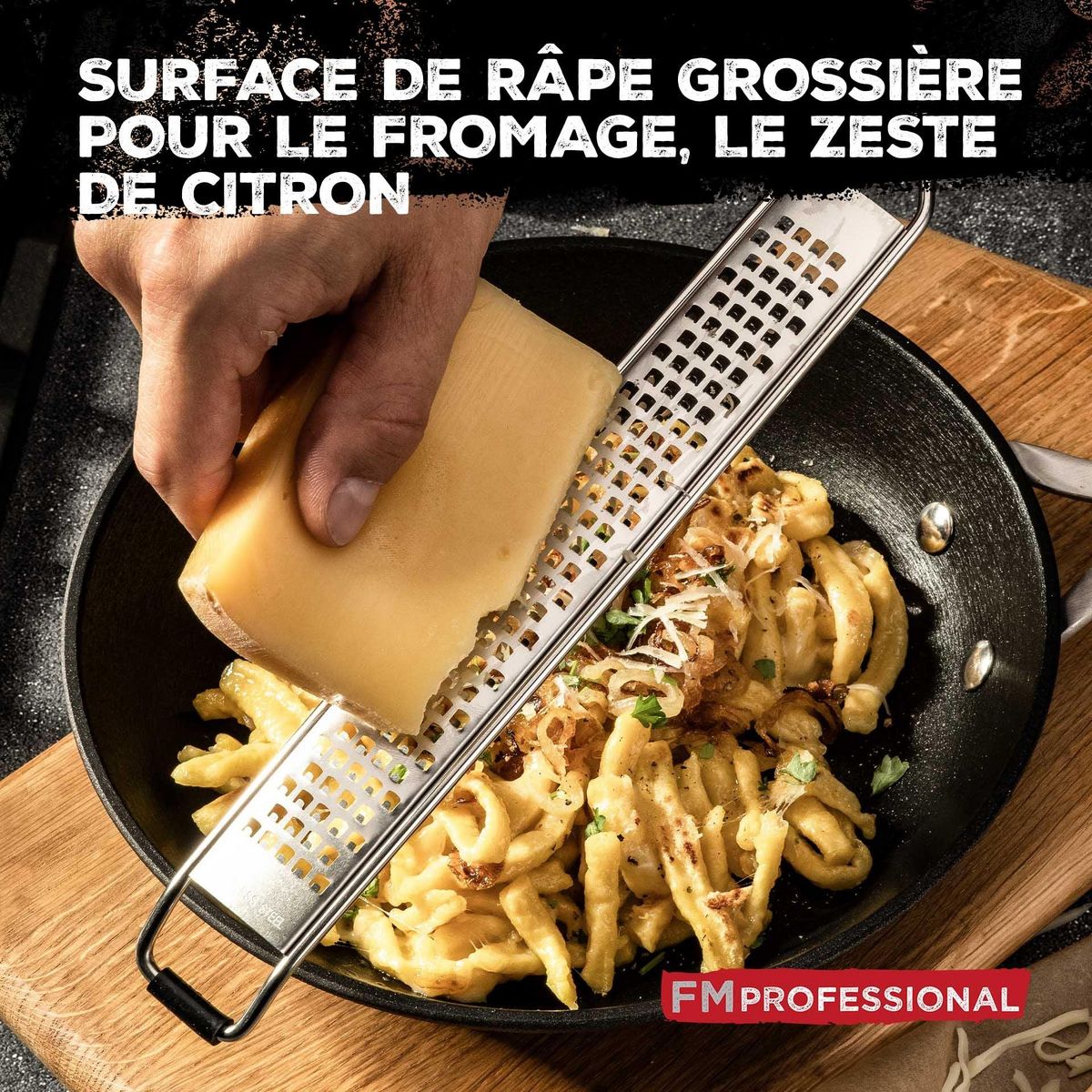 FM PROFESSIONAL Râpe à zeste longue gros grain avec couvercle de protection 42 cm FM Professional Gourmet