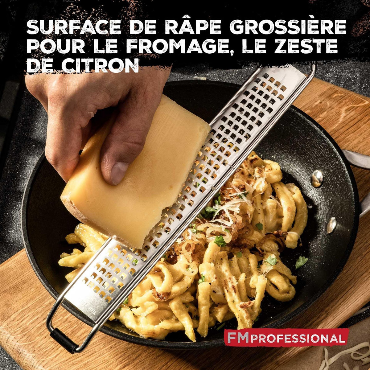 FM PROFESSIONAL Râpe à zeste longue gros grain avec couvercle de protection 42 cm FM Professional Gourmet
