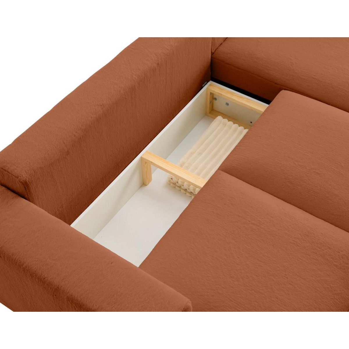 LISA DESIGN Livy - canapé d'angle réversible 4 places convertible avec coffre en fausse fourrure