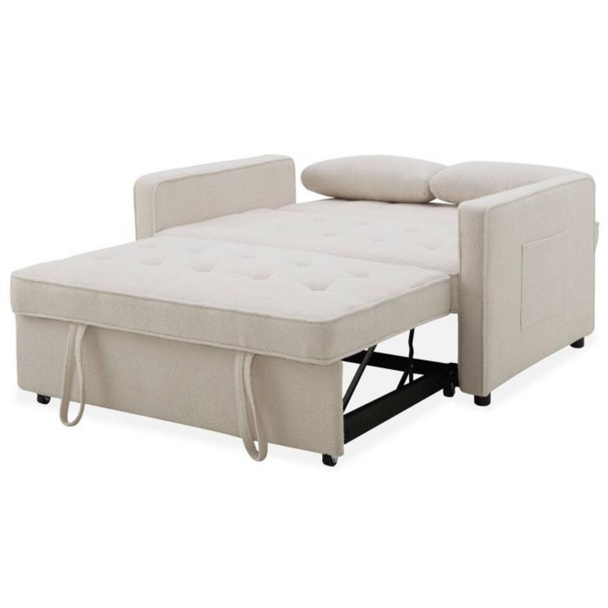 Paris Prix Canapé Convertible 2 Places Bouclette  Léa  133cm Beige