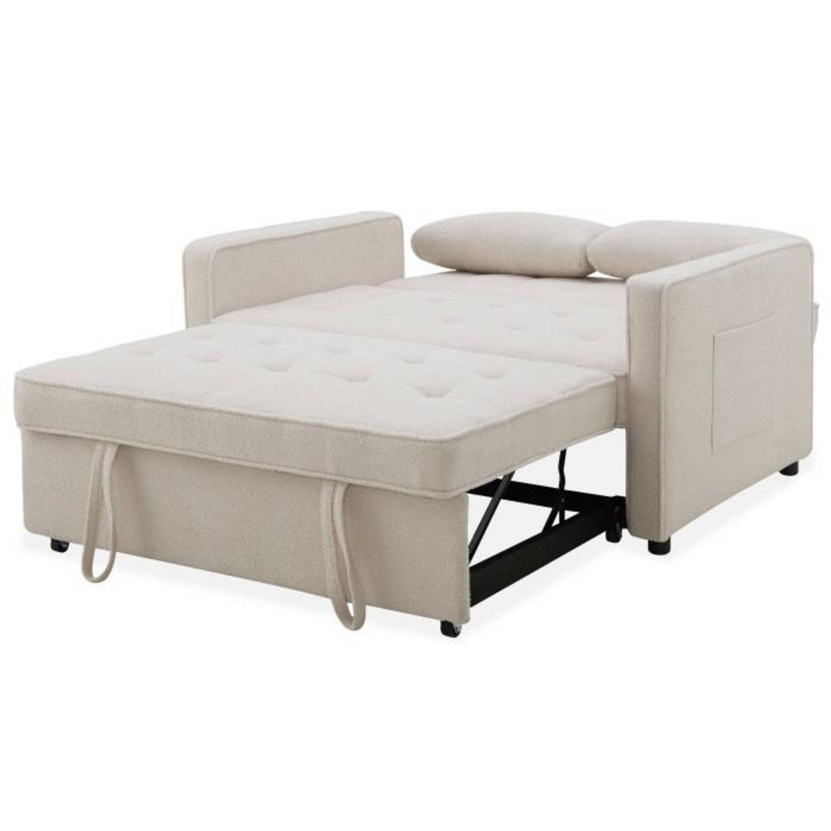 Paris Prix Canapé Convertible 2 Places Bouclette  Léa  133cm Beige