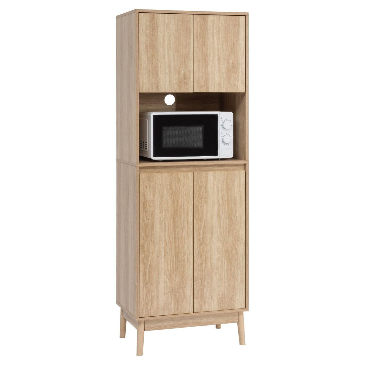 FIVE Buffet de cuisine 1 niche et 4 portes effet bois naturel ABANA - Beige