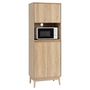 Voir la diapositive 3 : FIVE Buffet de cuisine 1 niche et 4 portes effet bois naturel ABANA - Beige