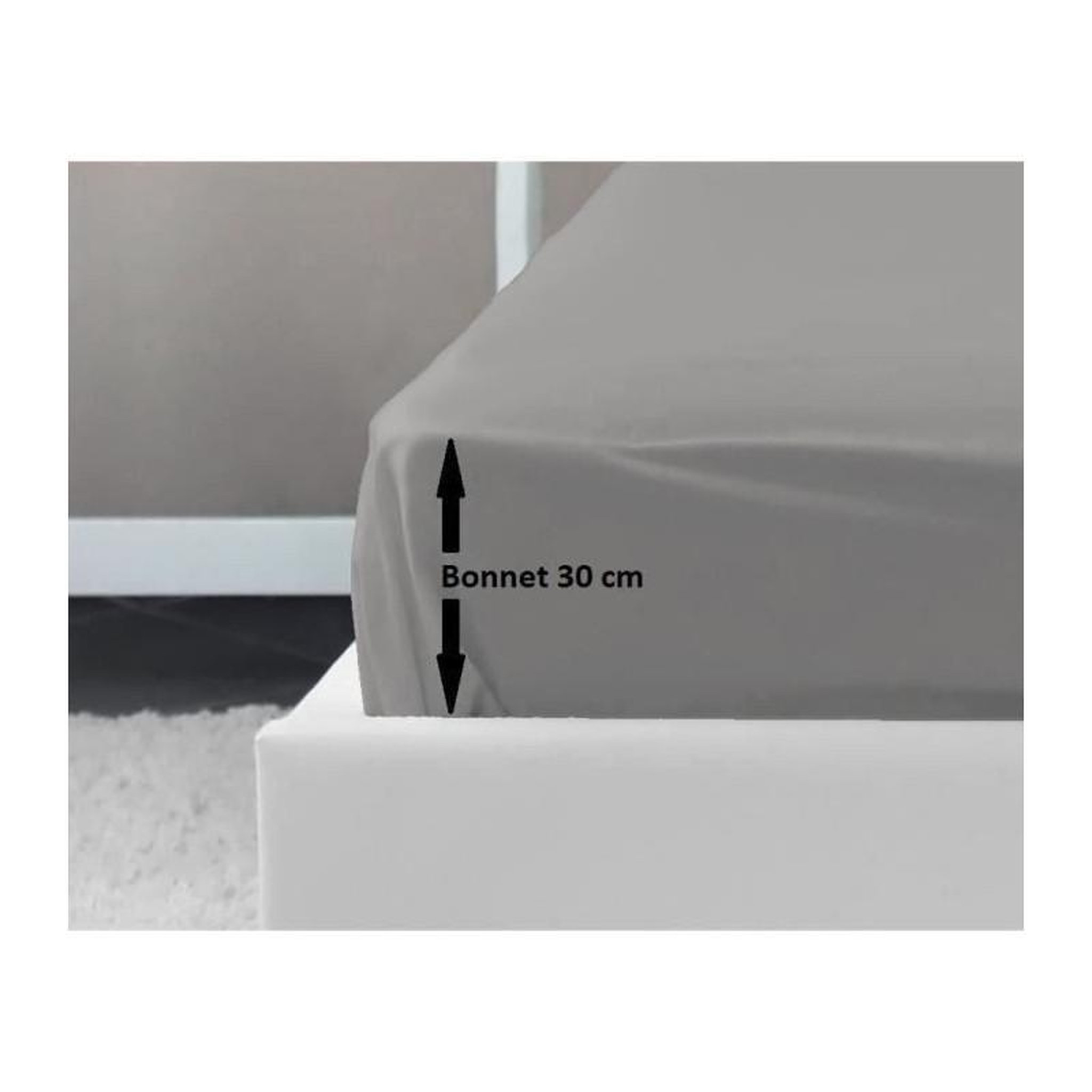 LOVELY HOME LOVELY HOME Drap Housse 100% coton 140x190x30 cm gris clair