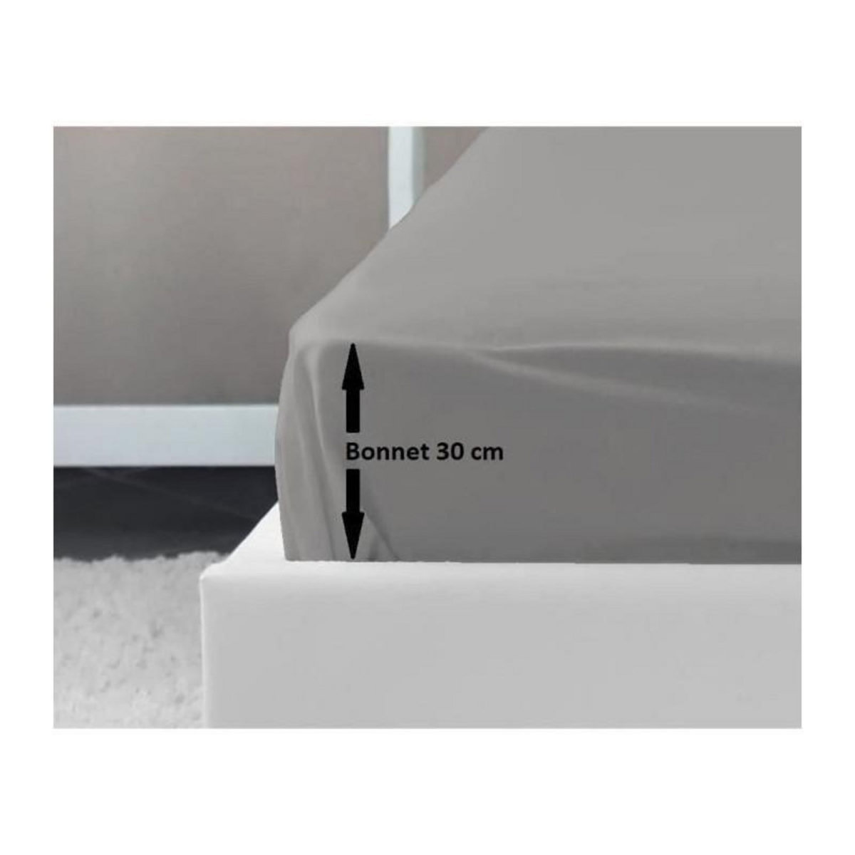 LOVELY HOME LOVELY HOME Drap Housse 100% coton 140x190x30 cm gris clair