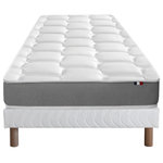 IDLITERIE Ensemble matelas mémoire de forme et mousse HR ZENITH avec sommier - confort français. Coloris disponibles : Gris, Bleu, Vert, Blanc