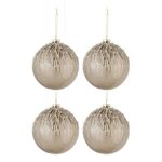 Paris Prix Lot de 4 Boules de Noël  Perles Pailletées  12cm Gris