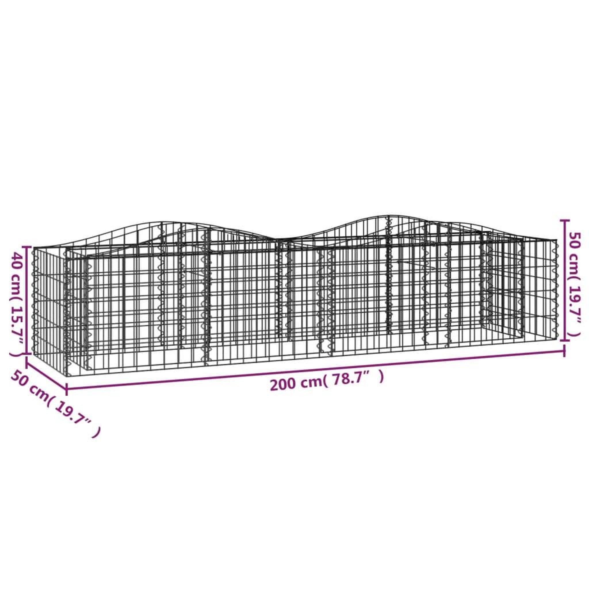 Voir la diapositive 6 : VIDAXL Lit sureleve a gabions arque 200x50x50 cm Fer galvanise