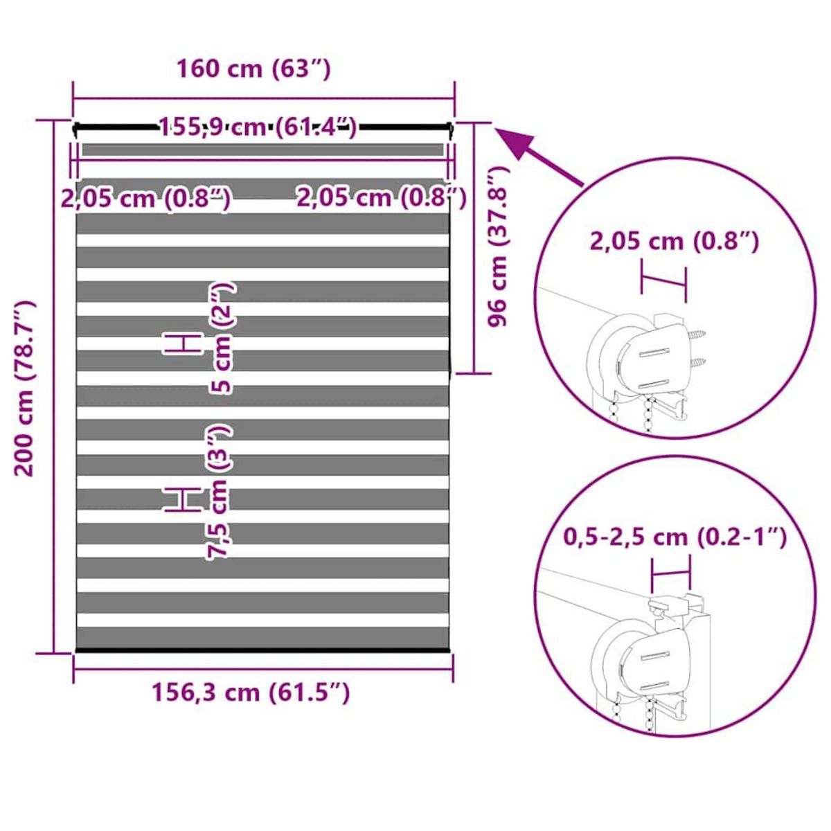 VIDAXL Store zebre marron 160x200cm largeur du tissu 155,9cm polyester