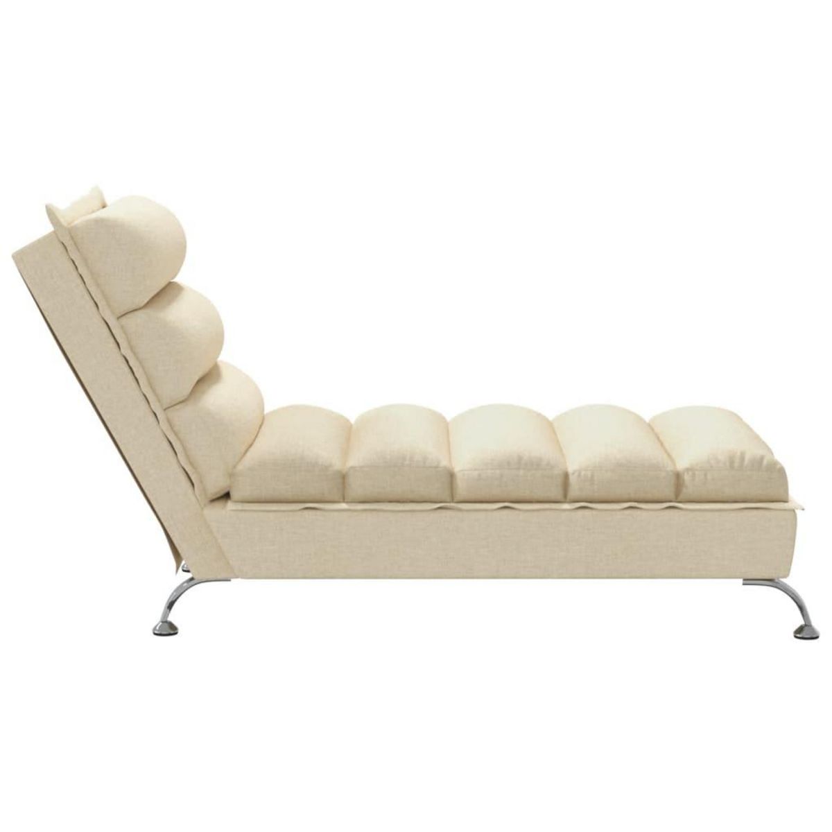 VIDAXL Chaise longue avec coussins creme tissu
